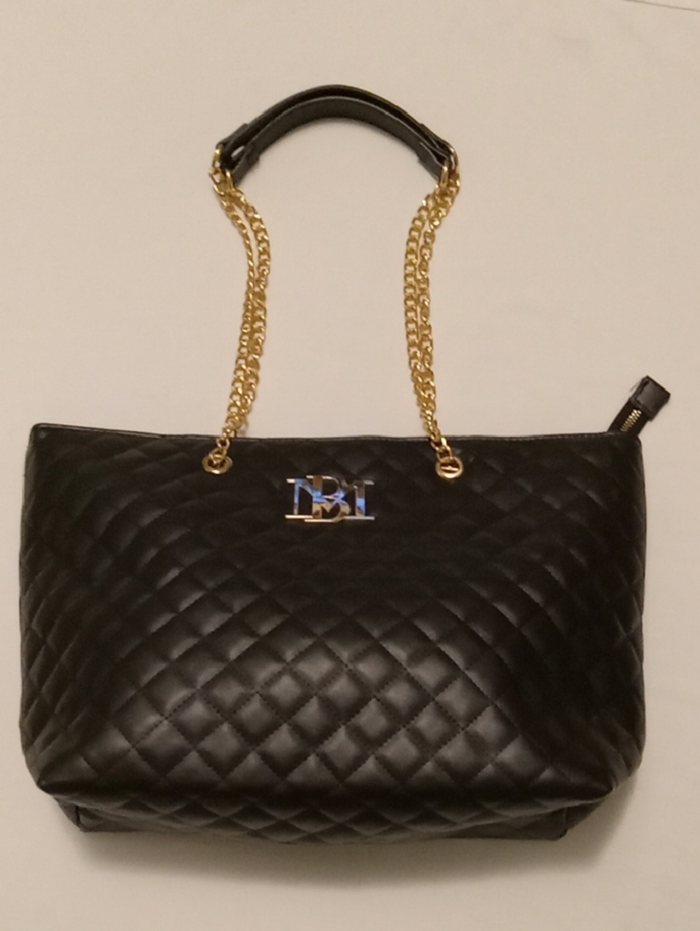 Badgley Mischka Large Quilted Tote With Long Chain Straps